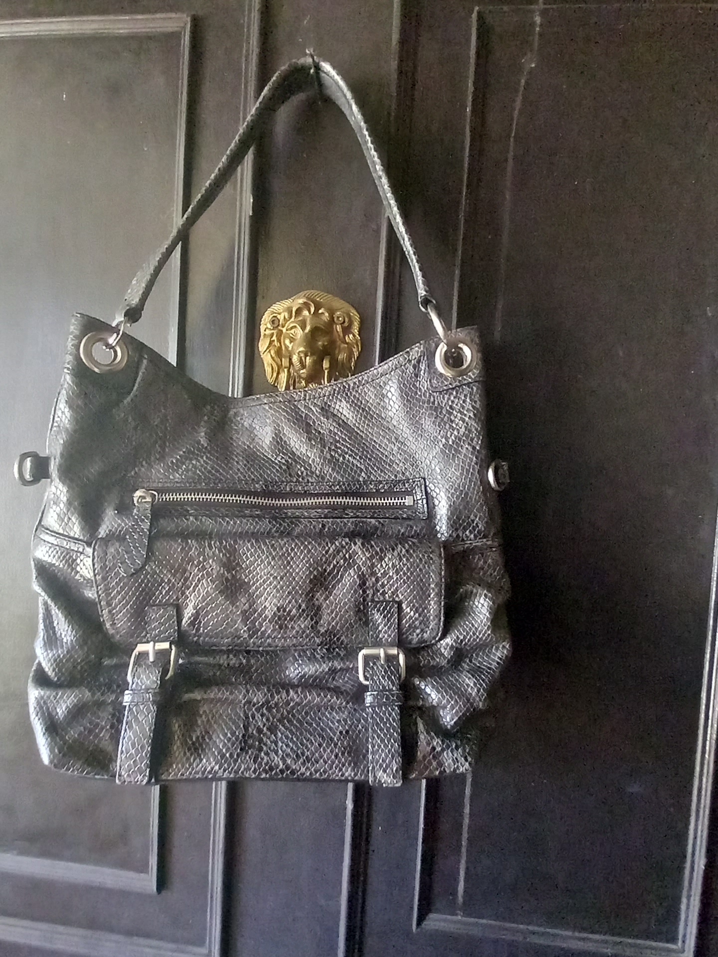 Cole Haan Black Textured Shoulder Hobo Bag